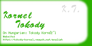 kornel tokody business card